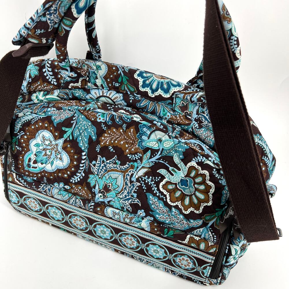Vintage Vera Bradley Java Blue Weekender Bag Preowned 16" x 12" x 6"
